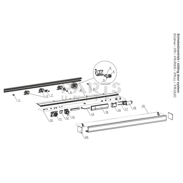 component mounting kit (screws, sliding blocks, earting connector etc.)