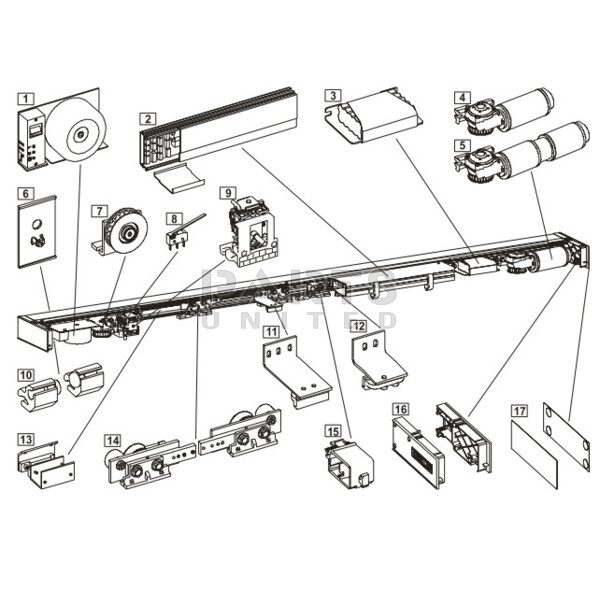 component mounting kit (screws, sliding blocks, earting connector etc.)