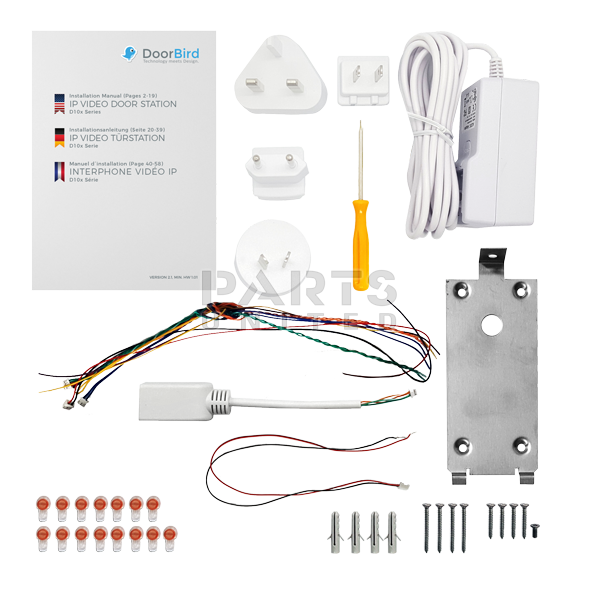 Replacement mounting kit for DoorBird IP Video Door Station D10x Series (power supply, mounting plat