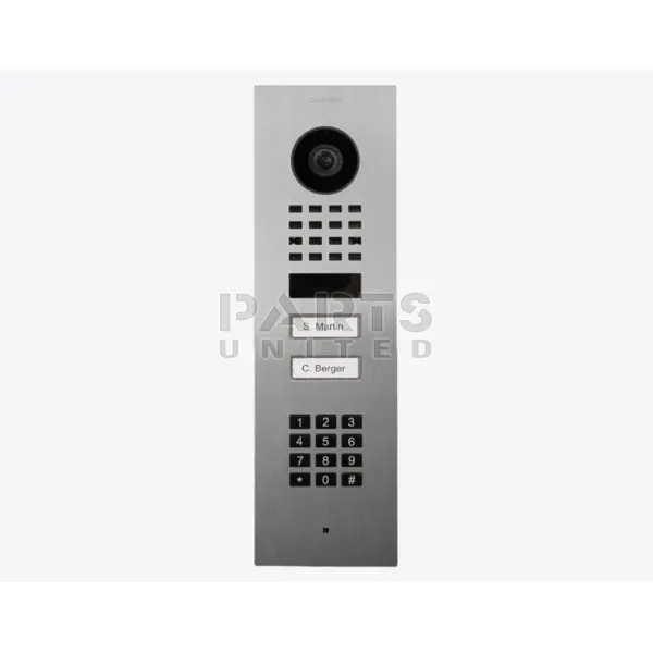 D1102KV-F - DoorBird IP Video Door Station D1102KV Flush-mount, stainless steel V2A, brushed, 2 call buttons, keypad module, inc